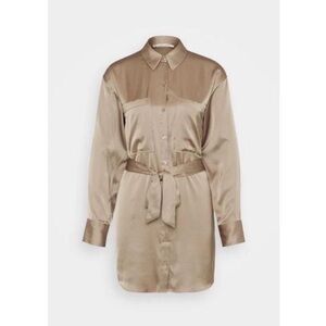 Abercrombie & Fitch Satin Button Down Shirt Dress